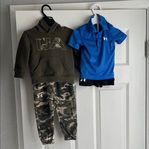 Under Armour Boys' Camo Joggers in Olive Green & Blue Collared Shirt With Black